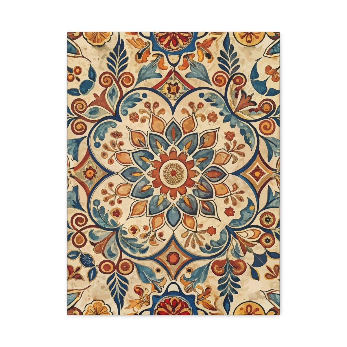 Folk Floral Pattern, Moroccan Inspired 06 - 18 in x 24 in Matte Canvas, Stretched, 1.25 in