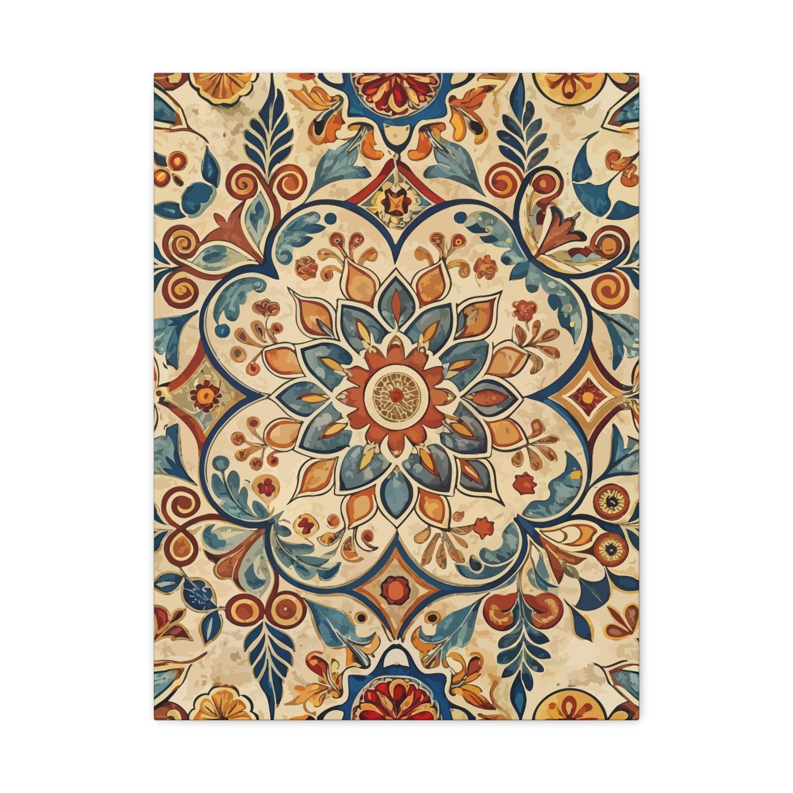 Folk Floral Pattern, Moroccan Inspired 06 - 18 in x 24 in Matte Canvas, Stretched, 1.25 in