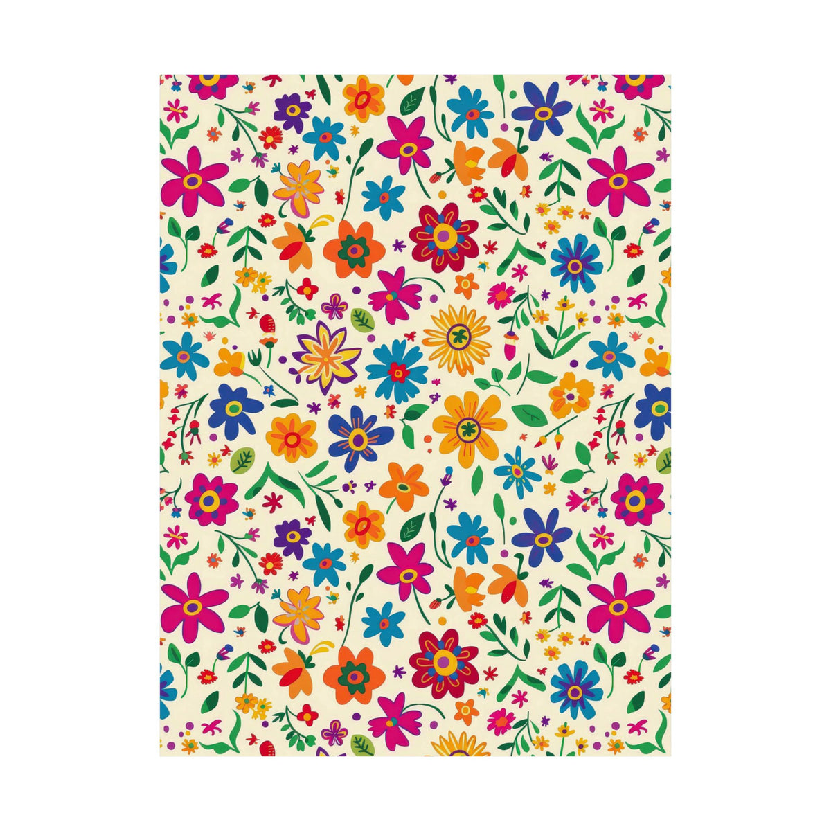 Mexican Floral Fiesta Pattern 005 - 18 in x 24 in Matte Poster