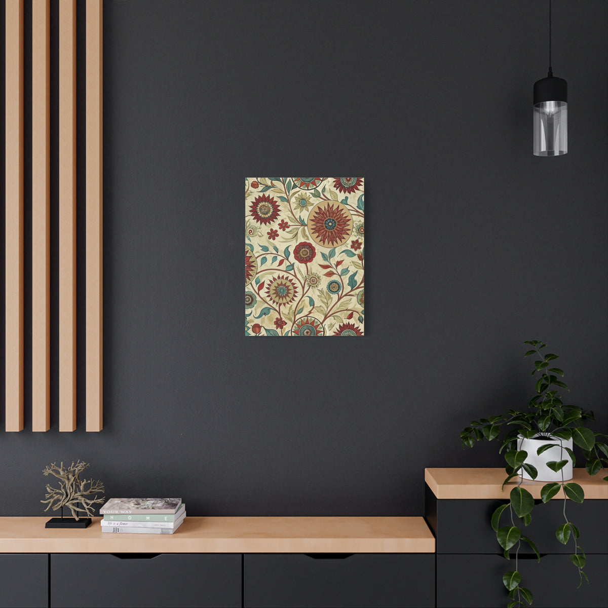 Folk Floral Pattern, Uzbek Inspired 01 - 18 in x 24 in Matte Canvas, Stretched, 1.25 in