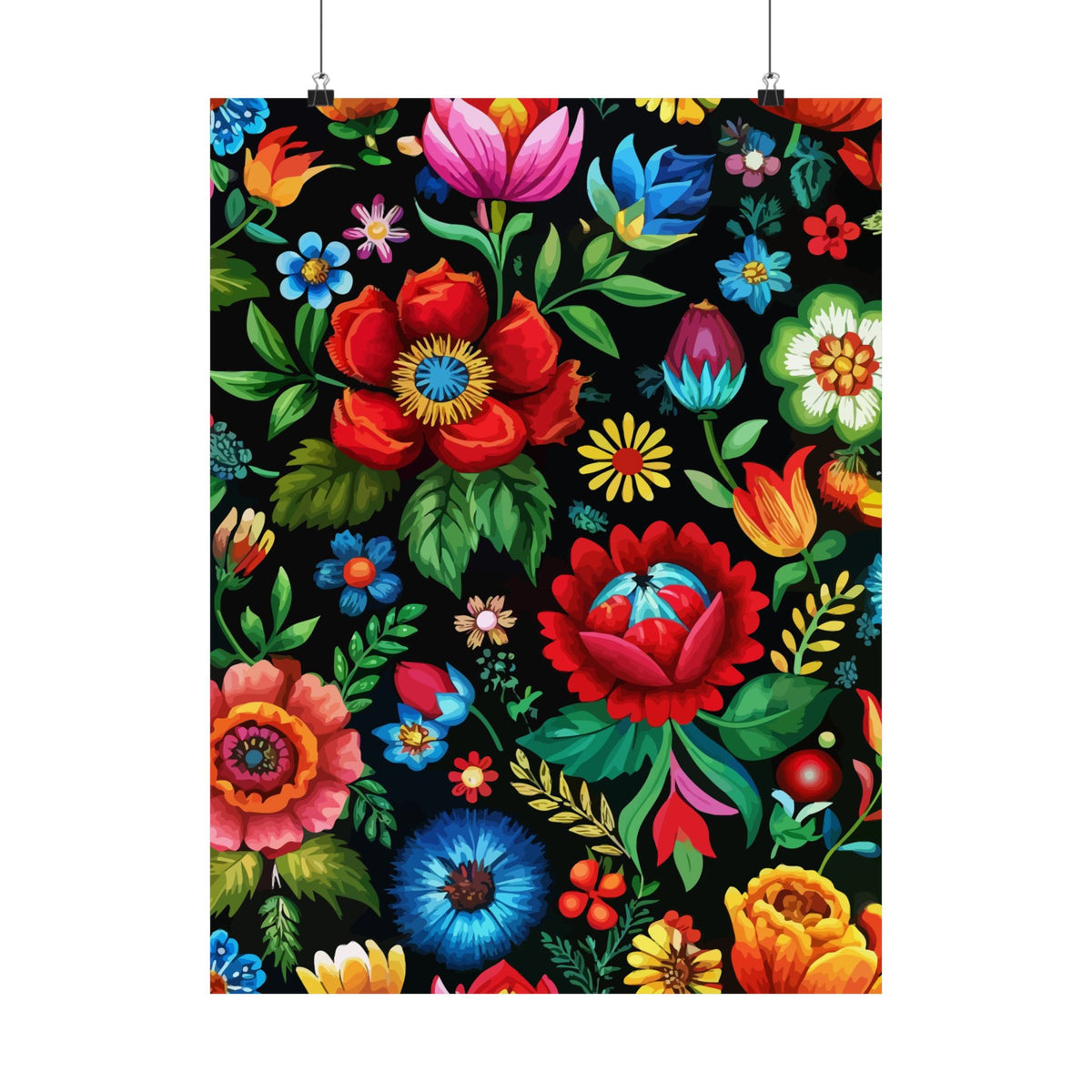 Folk Floral Pattern, Hungarian Inspired 08 - 18 in x 24 in Matte Poster