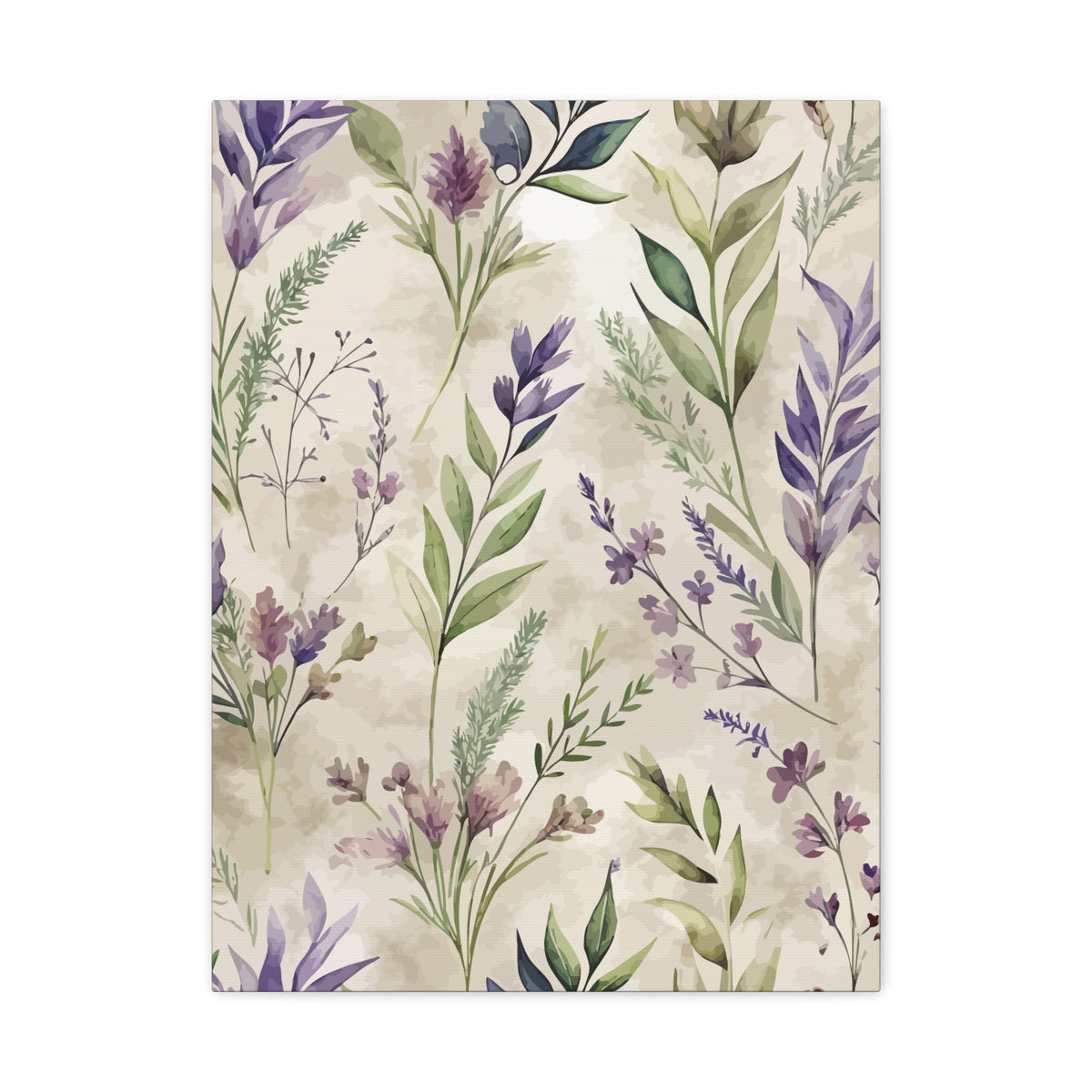 Folk Floral Pattern, French Inspired 01 - 18 in x 24 in Matte Canvas, Stretched, 1.25 in
