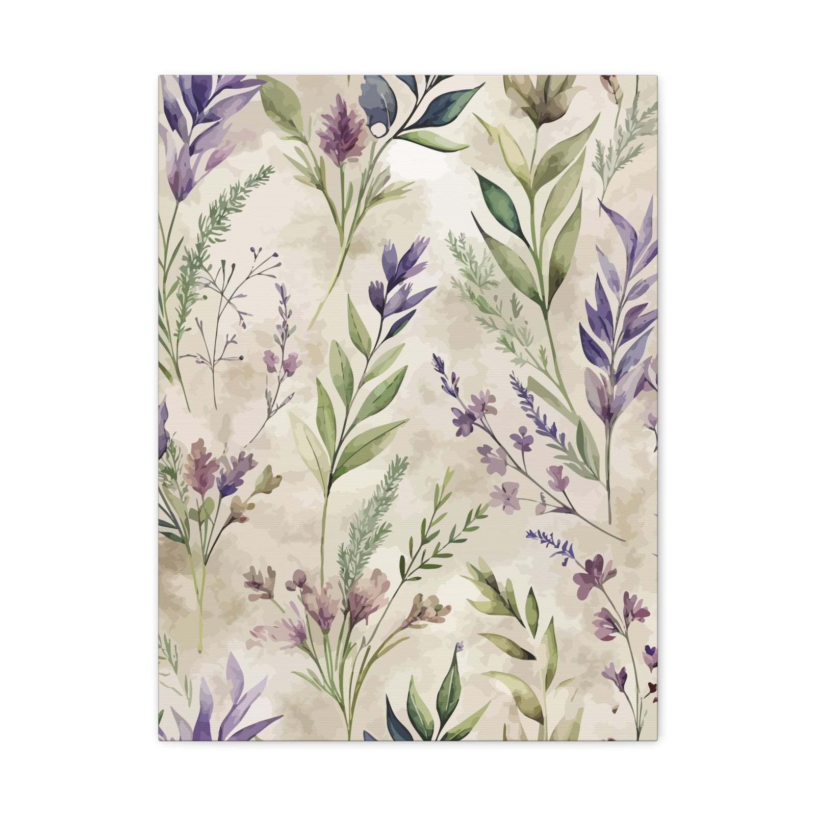 Folk Floral Pattern, French Inspired 01 - 18 in x 24 in Matte Canvas, Stretched, 1.25 in