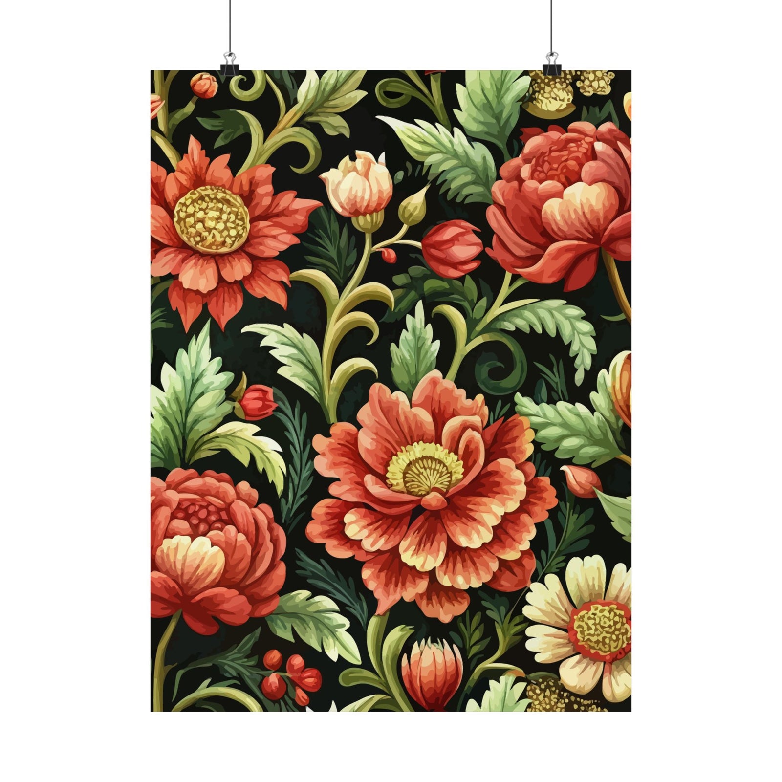 Folk Floral Pattern, Eastern European Inspired 01 - 18 in x 24 in Matte Poster