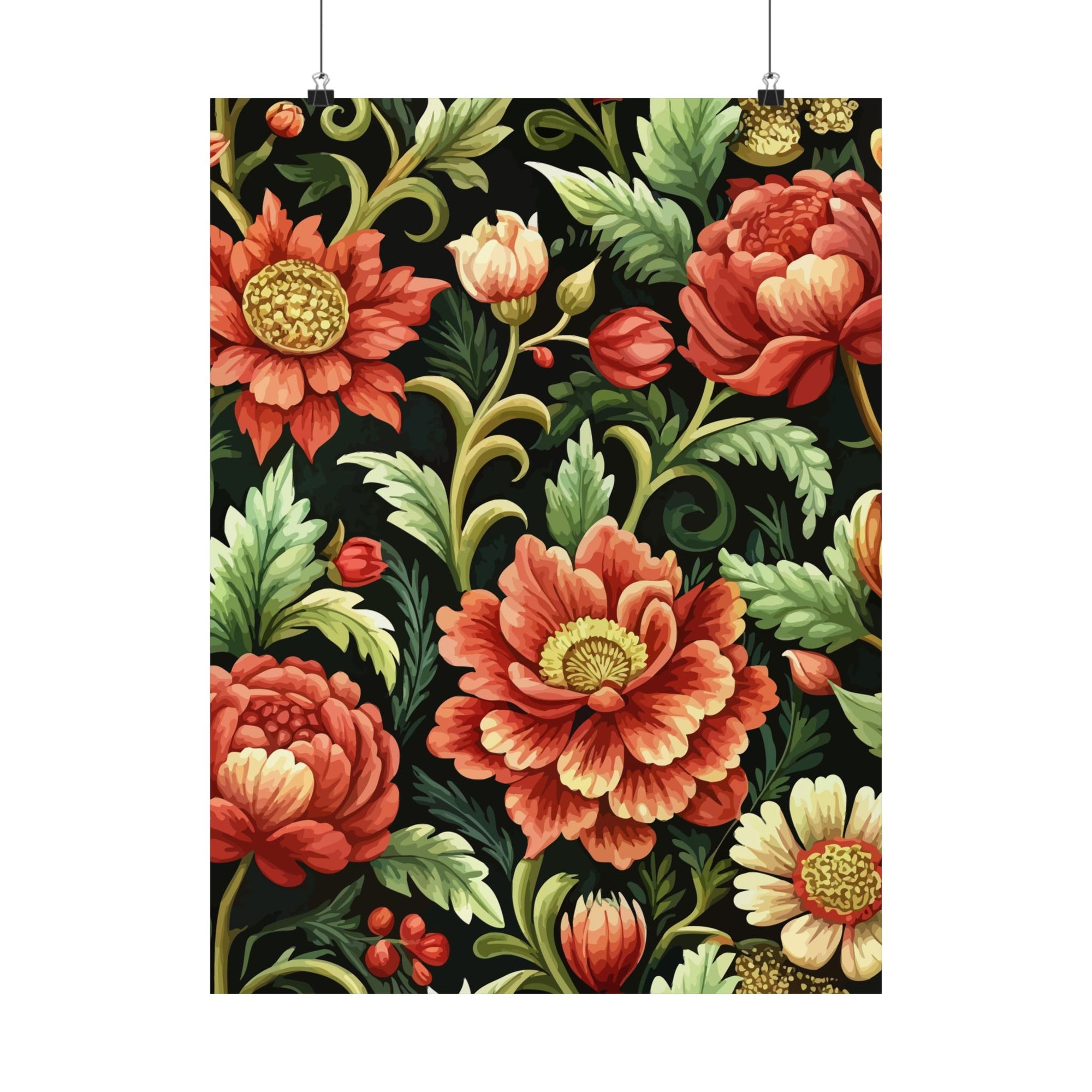 Folk Floral Pattern, Eastern European Inspired 01 - 18 in x 24 in Matte Poster