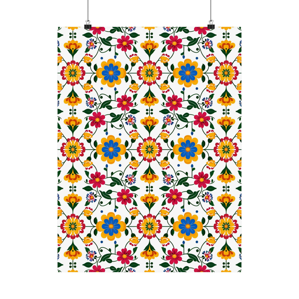 Mexican Floral Fiesta Pattern 018 - 18 in x 24 in Matte Poster