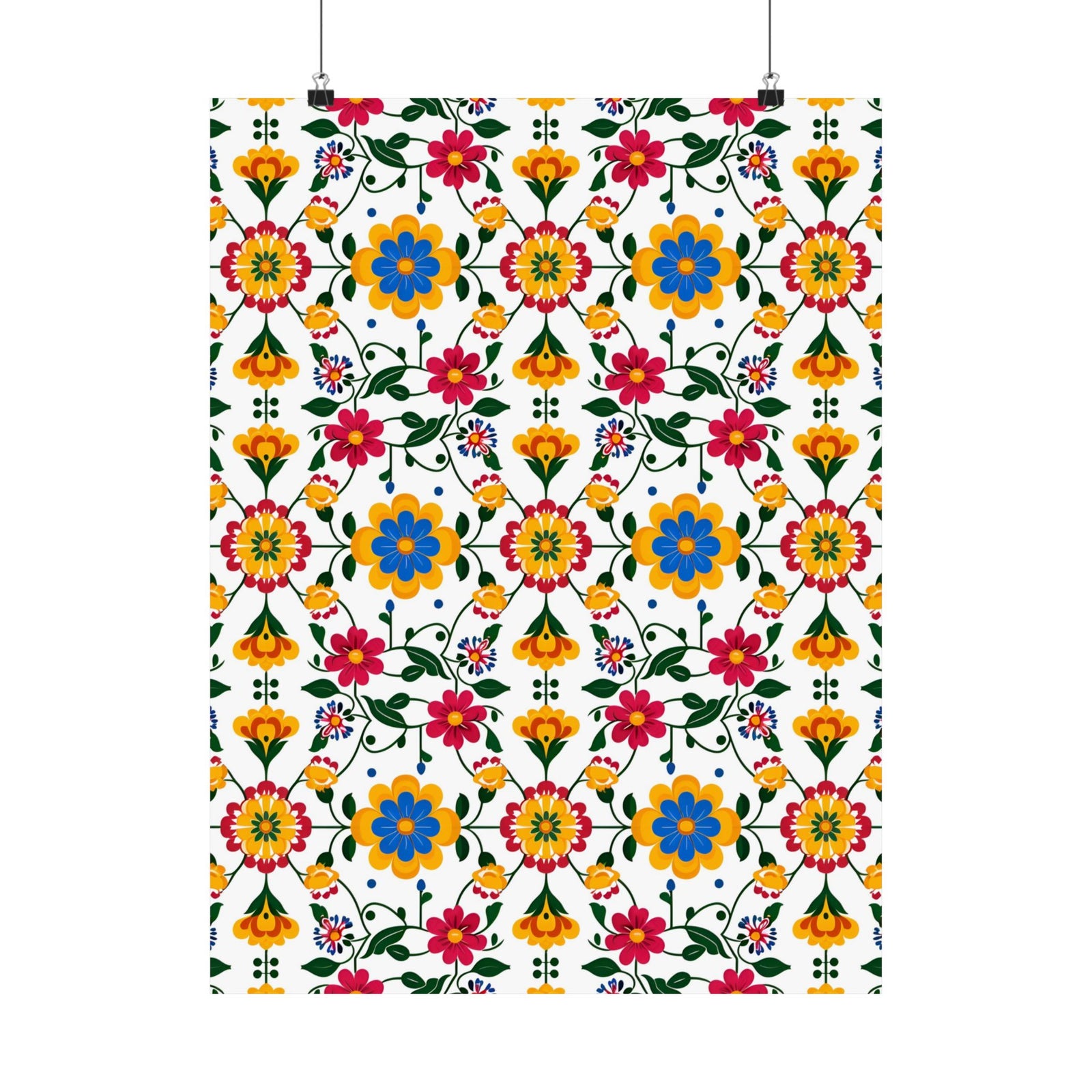 Mexican Floral Fiesta Pattern 018 - 18 in x 24 in Matte Poster