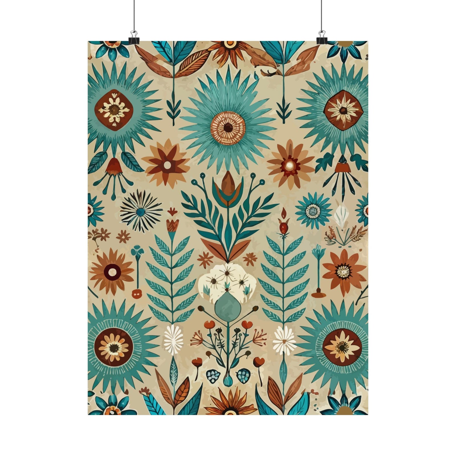 Folk Floral Pattern, Native American Inspired 01 - 18 in x 24 in Matte Poster