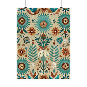 Folk Floral Pattern, Native American Inspired 01 - 18 in x 24 in Matte Poster