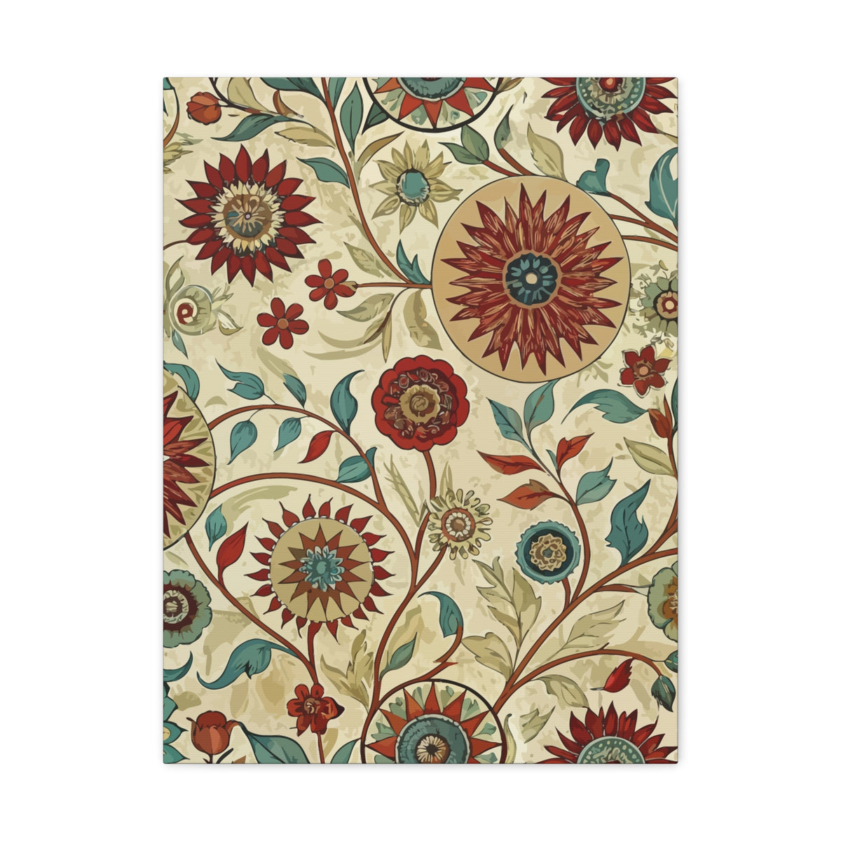 Folk Floral Pattern, Uzbek Inspired 01 - 18 in x 24 in Matte Canvas, Stretched, 1.25 in