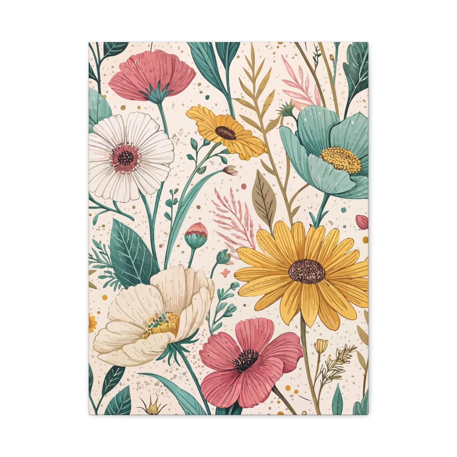 Wildflowers Pattern 108 - 18 in x 24 in Matte Canvas, Stretched, 1.25 in