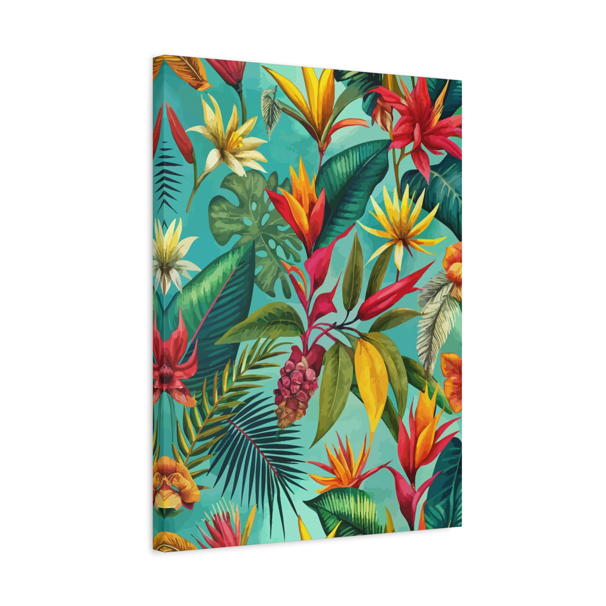 Folk Floral Pattern, Brazilian Inspired 03 - 18 in x 24 in Matte Canvas, Stretched, 1.25 in