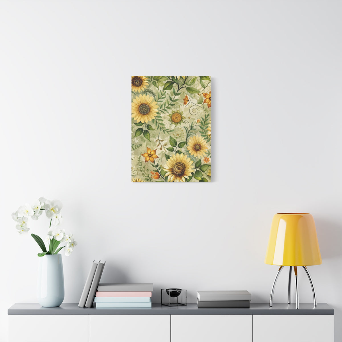 Folk Floral Pattern, Appalachian Inspired 04 - 18 in x 24 in Matte Canvas, Stretched, 1.25 in