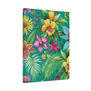 Folk Floral Pattern, Colombian Inspired 02 - 18 in x 24 in Matte Canvas, Stretched, 1.25 in