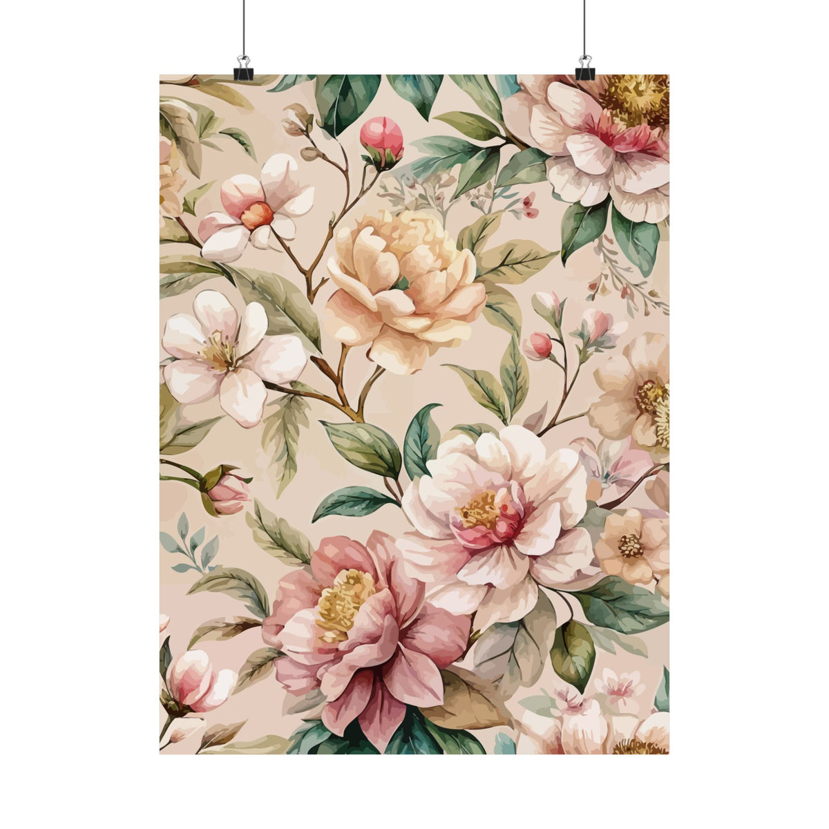 Folk Floral Pattern, Japanese Inspired 01 - 18 in x 24 in Matte Poster