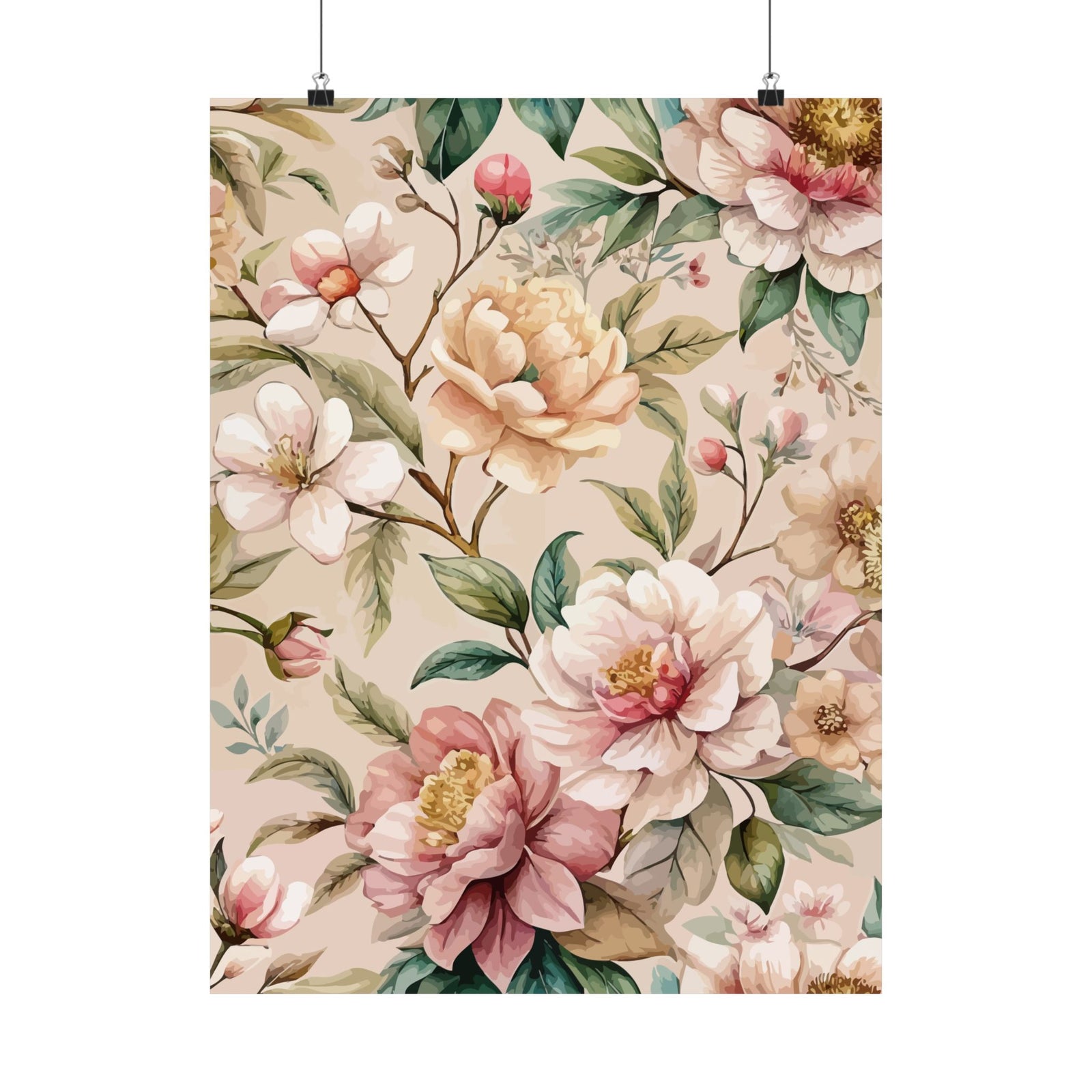 Folk Floral Pattern, Japanese Inspired 01 - 18 in x 24 in Matte Poster