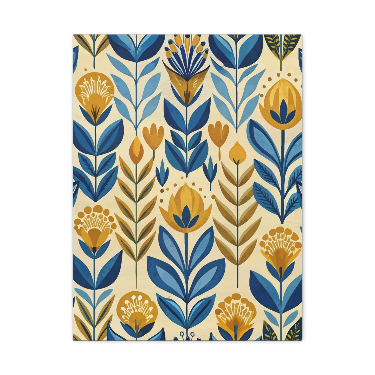Folk Floral Pattern, Scandinavian Inspired 02 - 18 in x 24 in Matte Canvas, Stretched, 1.25 in