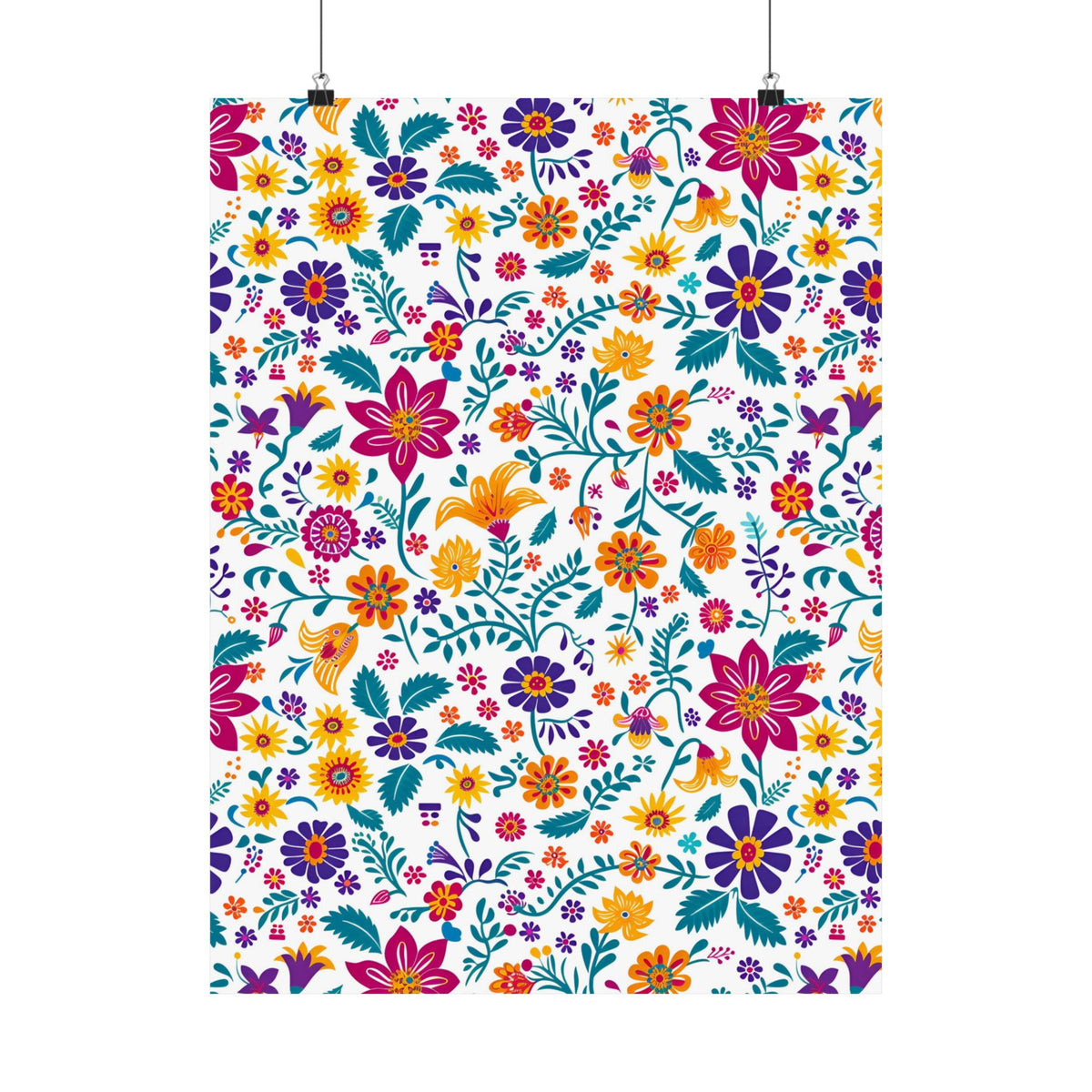 Mexican Floral Fiesta Pattern 013 - 18 in x 24 in Matte Poster