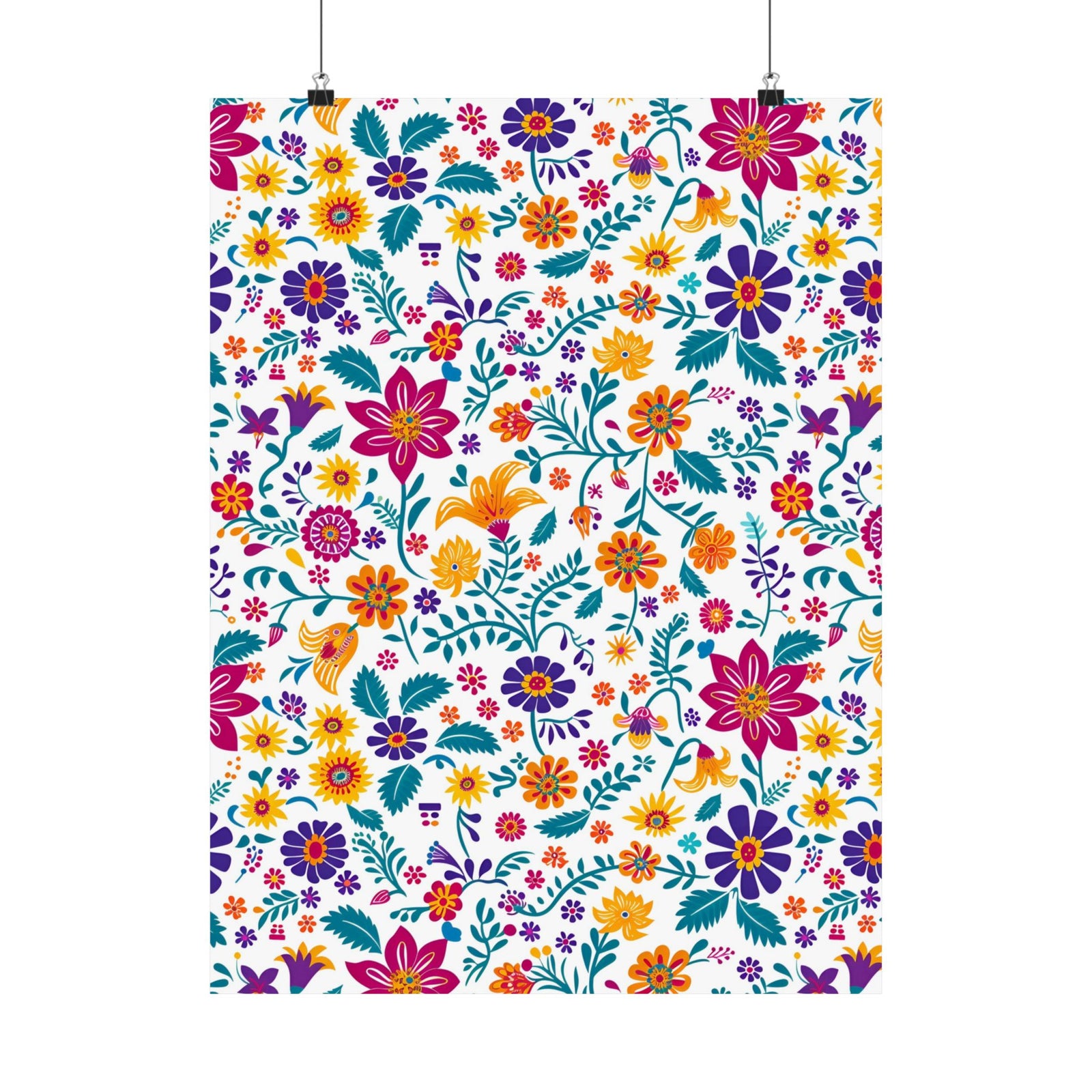Mexican Floral Fiesta Pattern 013 - 18 in x 24 in Matte Poster
