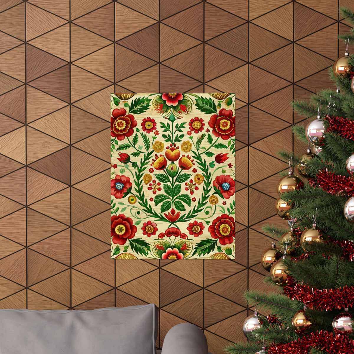 Folk Floral Pattern, Romanian Inspired 06 - 18 in x 24 in Matte Poster