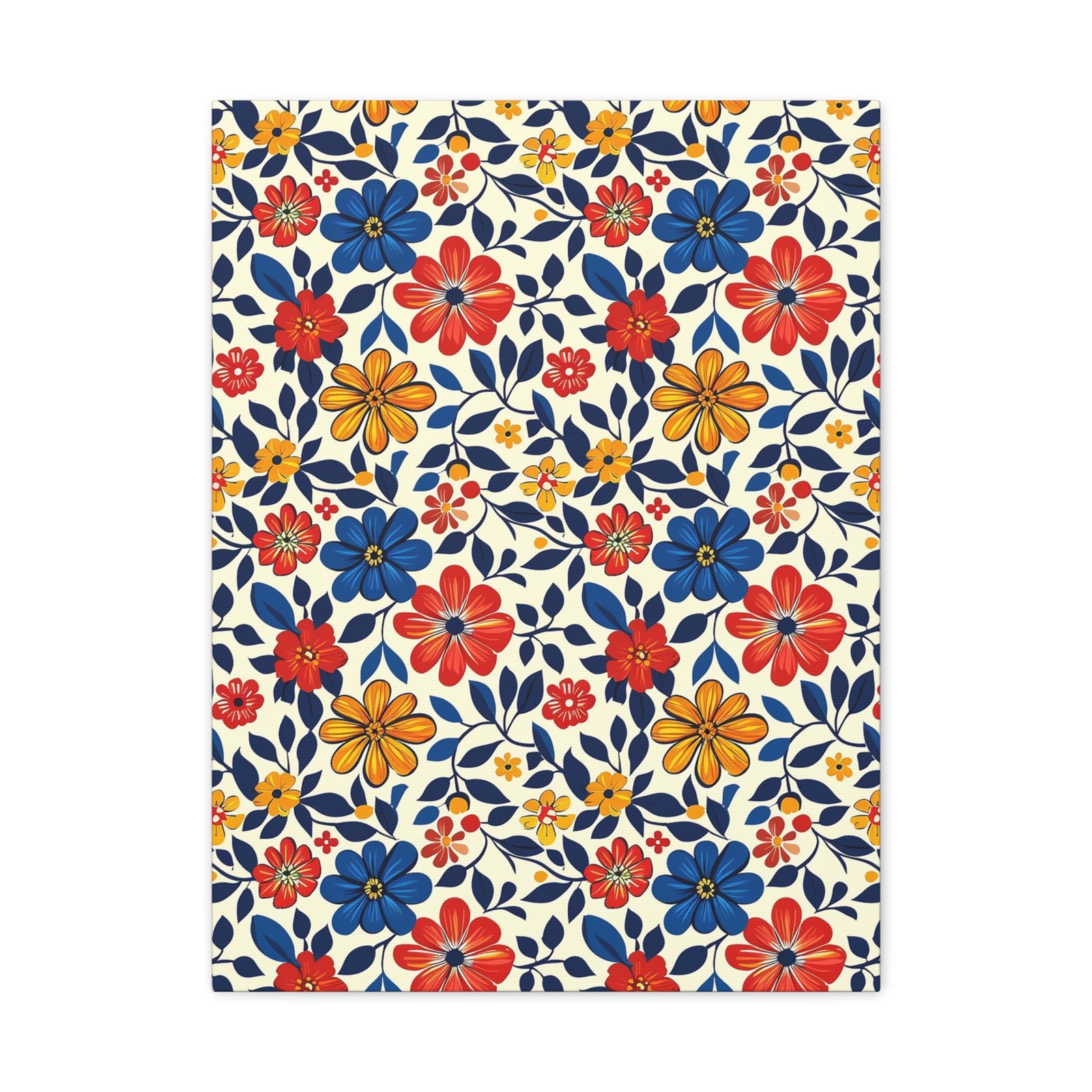 Mexican Floral Fiesta Pattern 042 - 18 in x 24 in Matte Canvas, Stretched, 1.25 in