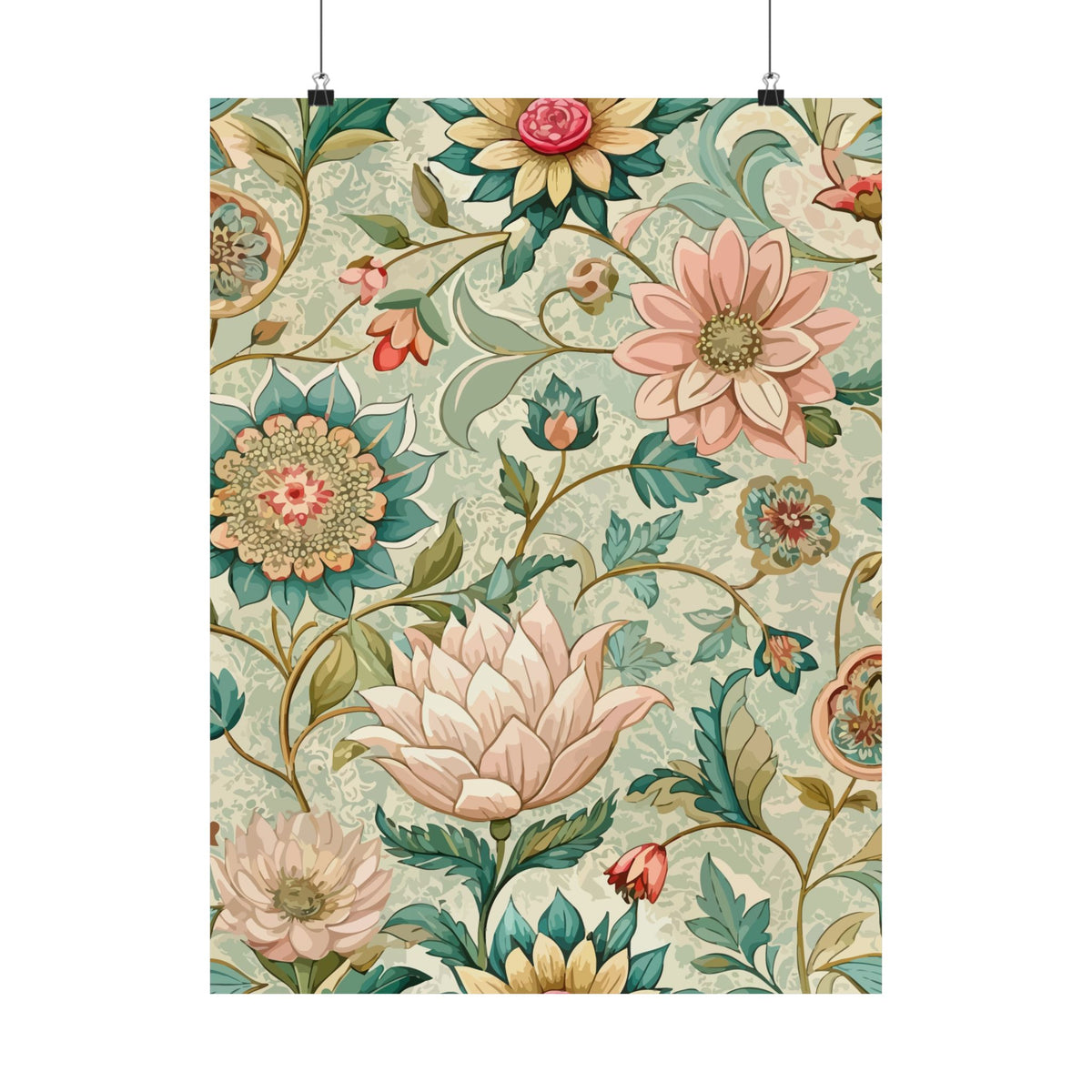 Folk Floral Pattern, Burmese Inspired 01 - 18 in x 24 in Matte Poster