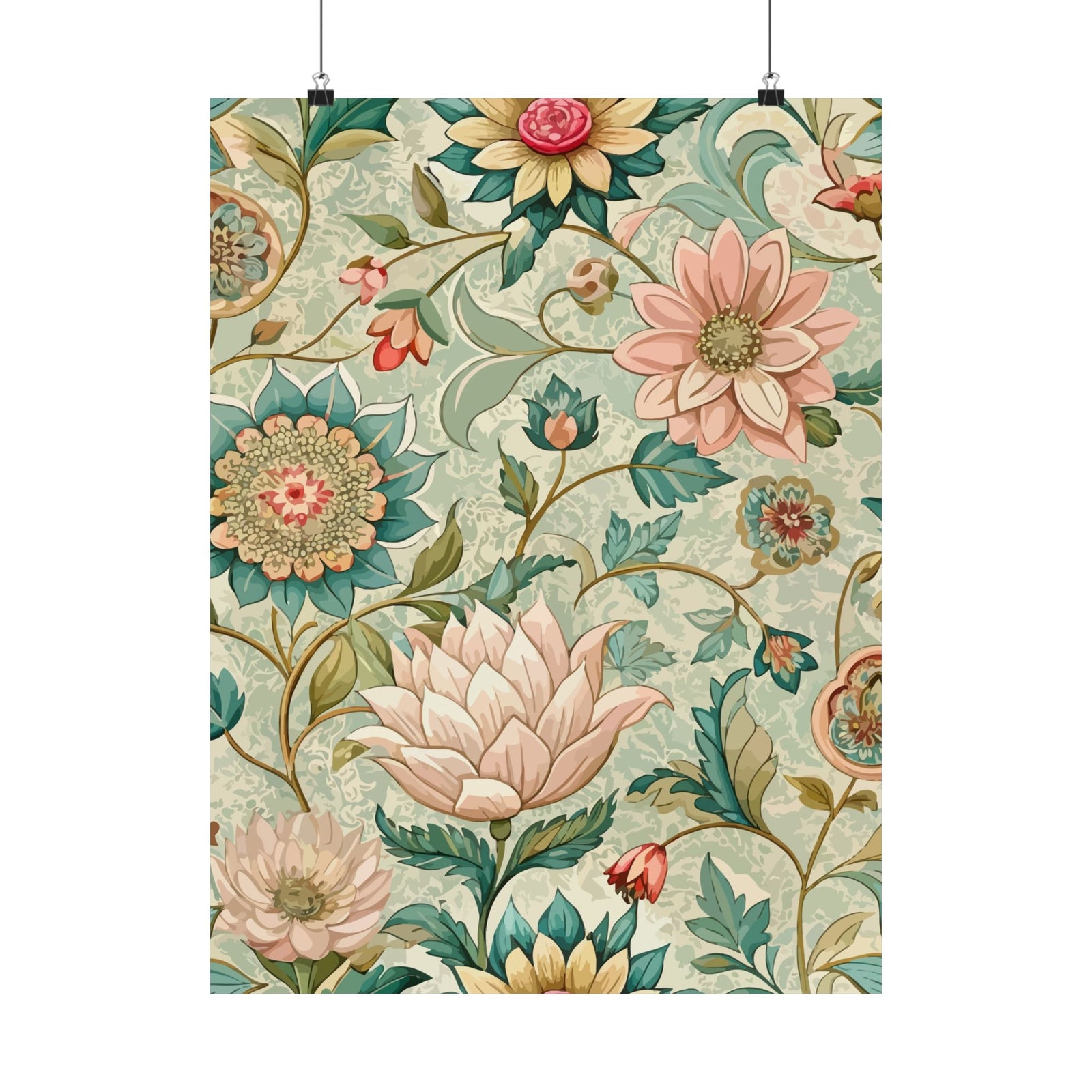 Folk Floral Pattern, Burmese Inspired 01 - 18 in x 24 in Matte Poster