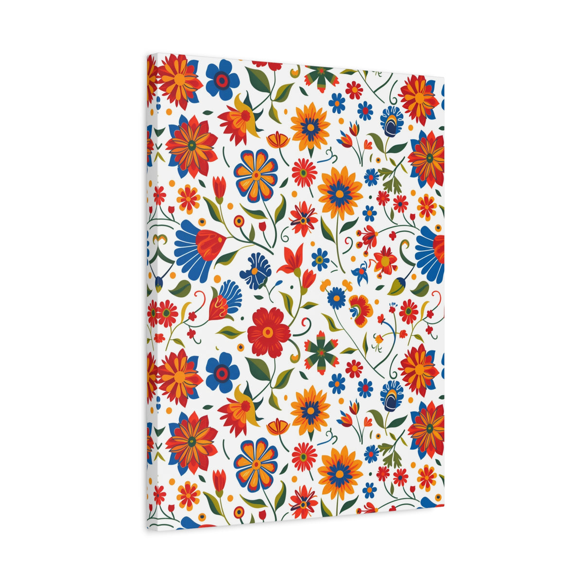 Mexican Floral Fiesta Pattern 014 - 18 in x 24 in Matte Canvas, Stretched, 1.25 in