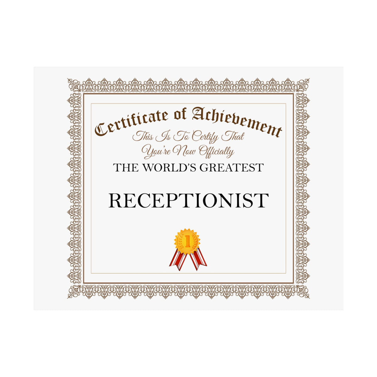 World's Greatest Receptionist - 14 in x 11 in Matte Poster