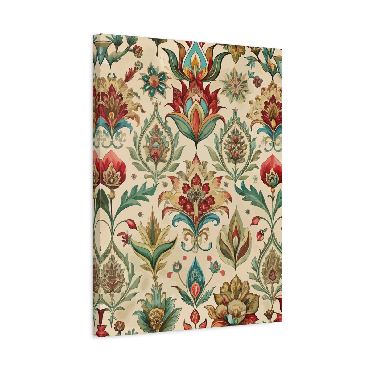 Folk Floral Pattern, Mughal Inspired 04 - 18 in x 24 in Matte Canvas, Stretched, 1.25 in