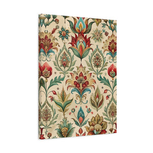 Folk Floral Pattern, Mughal Inspired 04 - 18 in x 24 in Matte Canvas, Stretched, 1.25 in