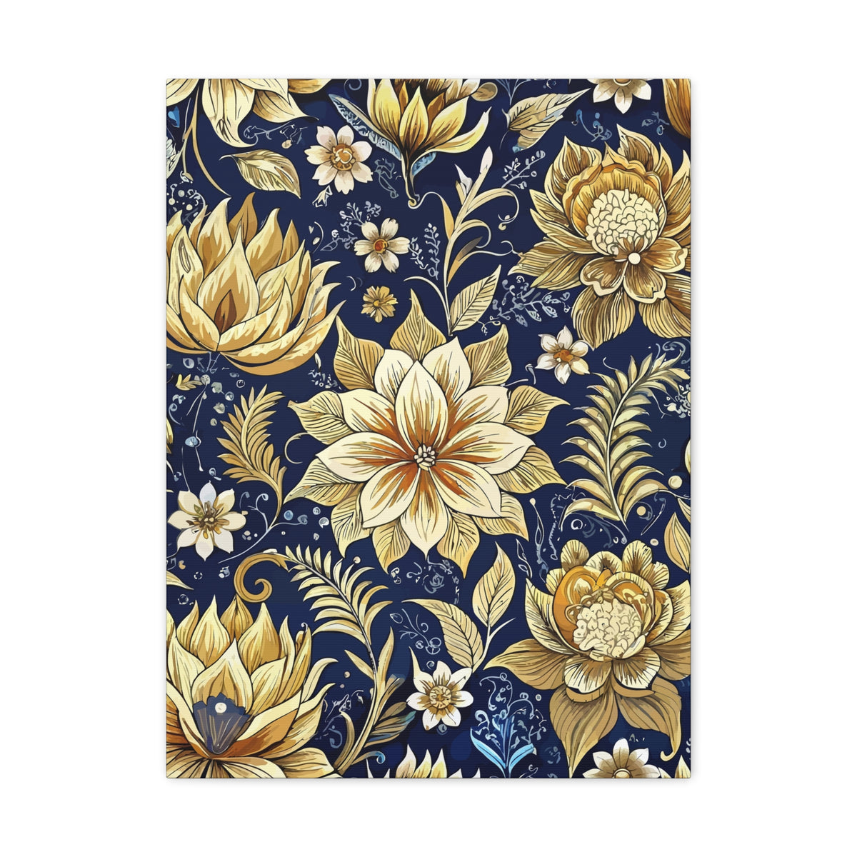 Folk Floral Pattern, Indonesian Inspired 02 - 18 in x 24 in Matte Canvas, Stretched, 1.25 in