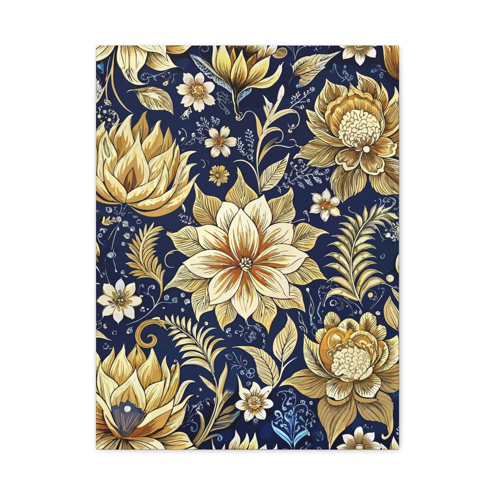 Folk Floral Pattern, Indonesian Inspired 02 - 18 in x 24 in Matte Canvas, Stretched, 1.25 in