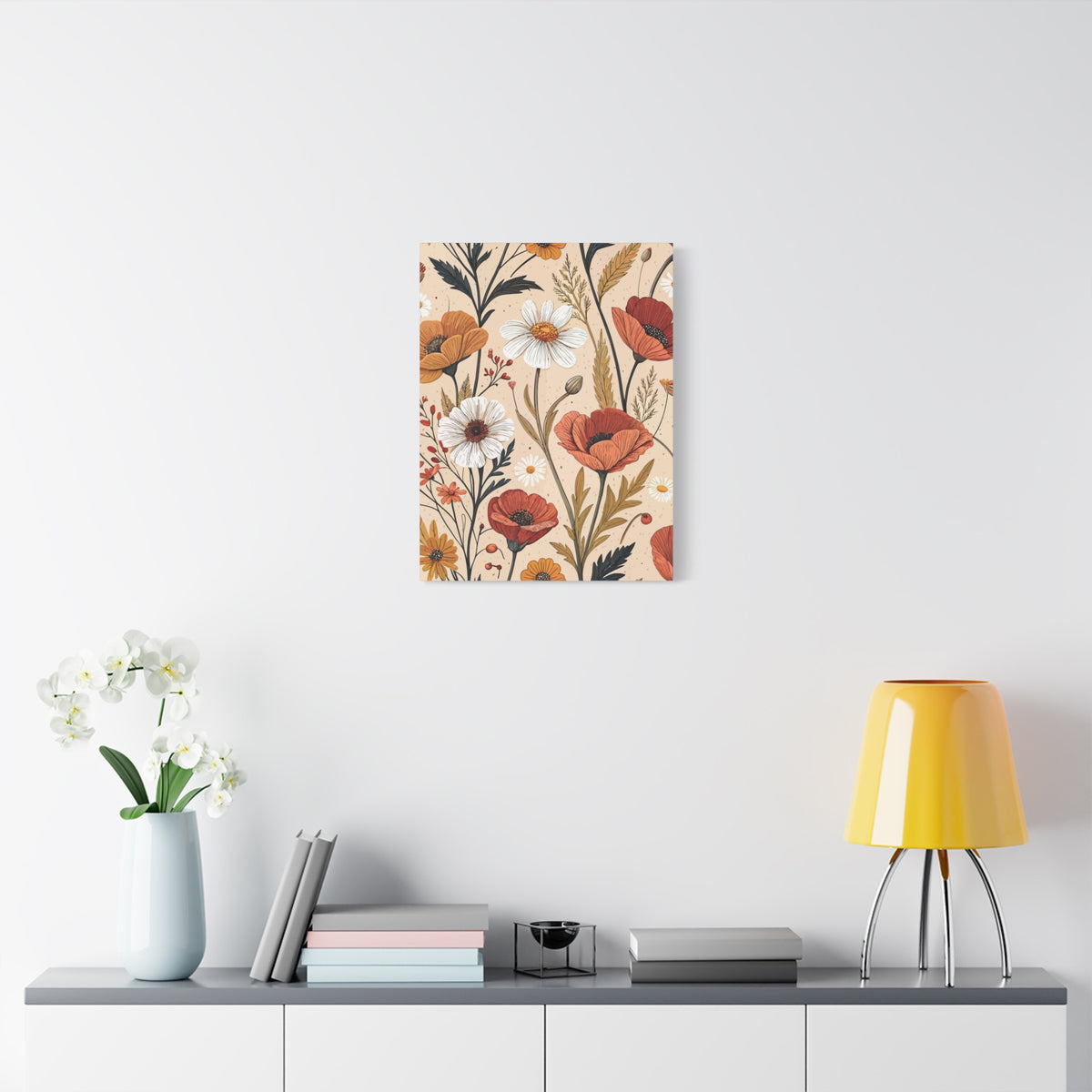 Wildflowers Pattern 033 - 18 in x 24 in Matte Canvas, Stretched, 1.25 in