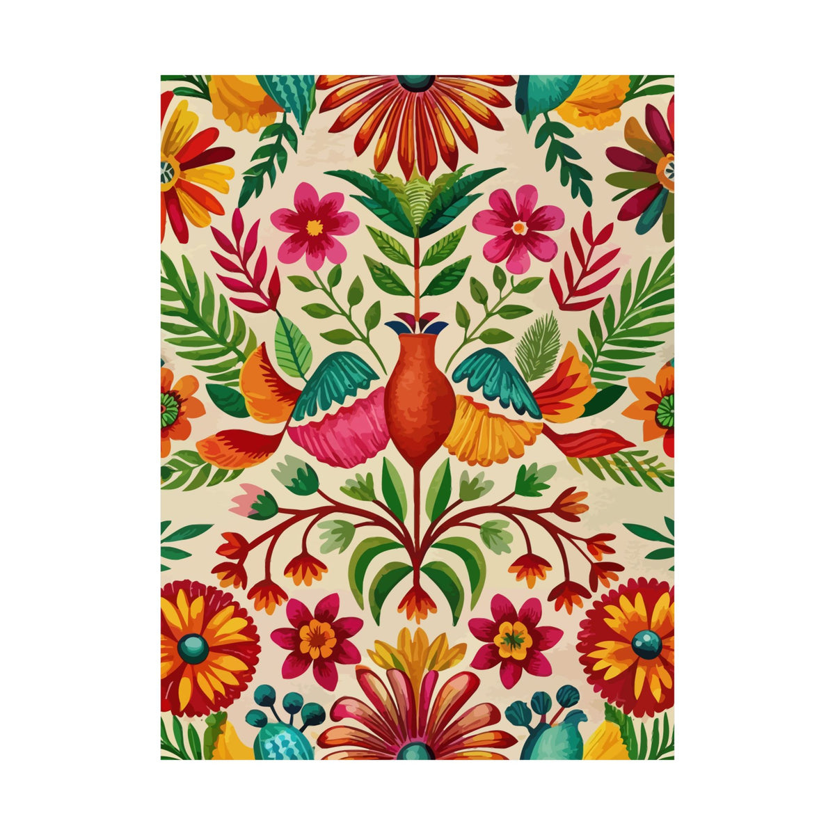 Folk Floral Pattern, Mexican Inspired 03 - 18 in x 24 in Matte Poster