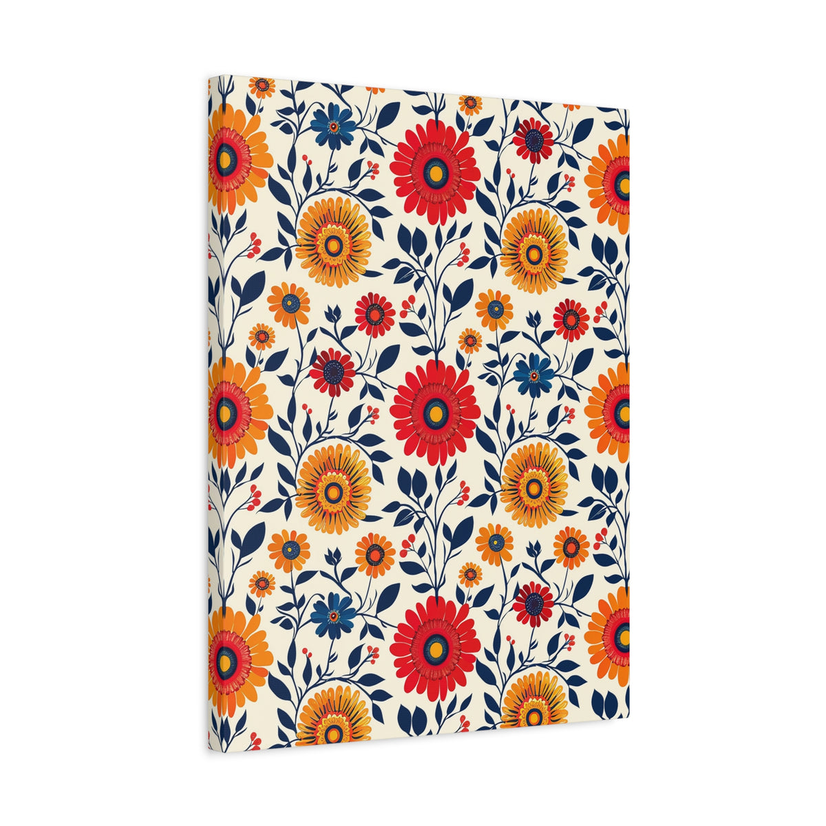 Mexican Floral Fiesta Pattern 040 - 18 in x 24 in Matte Canvas, Stretched, 1.25 in