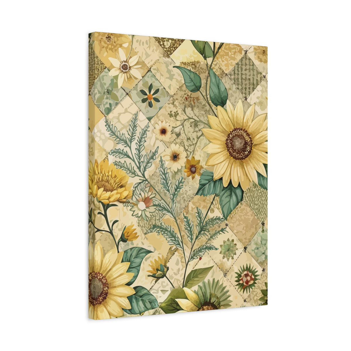 Folk Floral Pattern, Appalachian Inspired 03 - 18 in x 24 in Matte Canvas, Stretched, 1.25 in