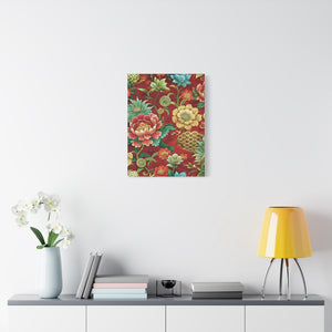Folk Floral Pattern, Chinese Inspired 04 - 18 in x 24 in Matte Canvas, Stretched, 1.25 in