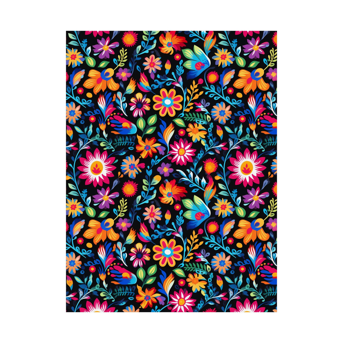 Mexican Floral Fiesta Pattern 053 - 18 in x 24 in Matte Poster