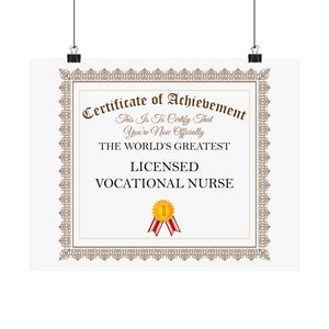 World's Greatest Licensed Vocational Nurse - 14 in x 11 in Matte Poster