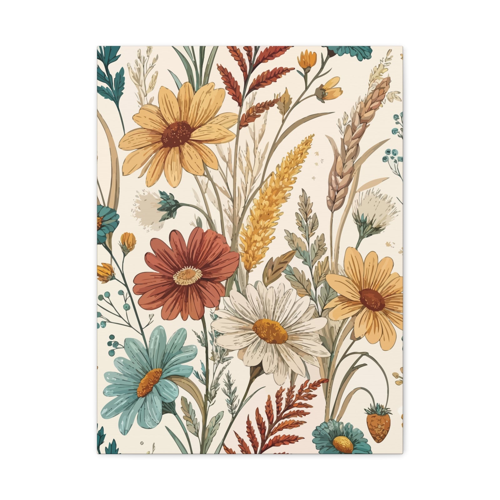 Wildflowers Pattern 004 - 18 in x 24 in Matte Canvas, Stretched, 1.25 in