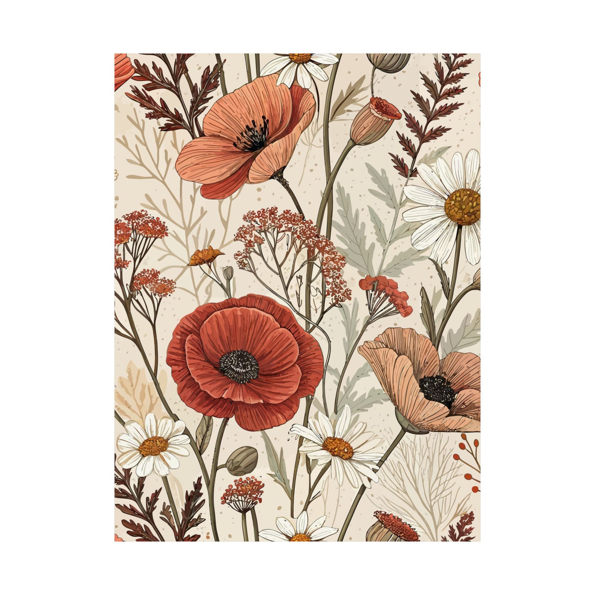 Wildflowers Pattern 040 - 18 in x 24 in Matte Poster