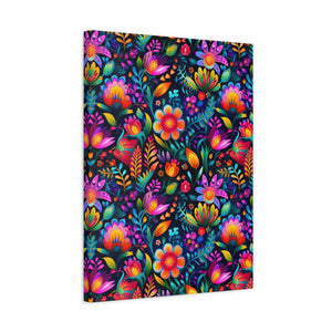 Mexican Floral Fiesta Pattern 056 - 18 in x 24 in Matte Canvas, Stretched, 1.25 in