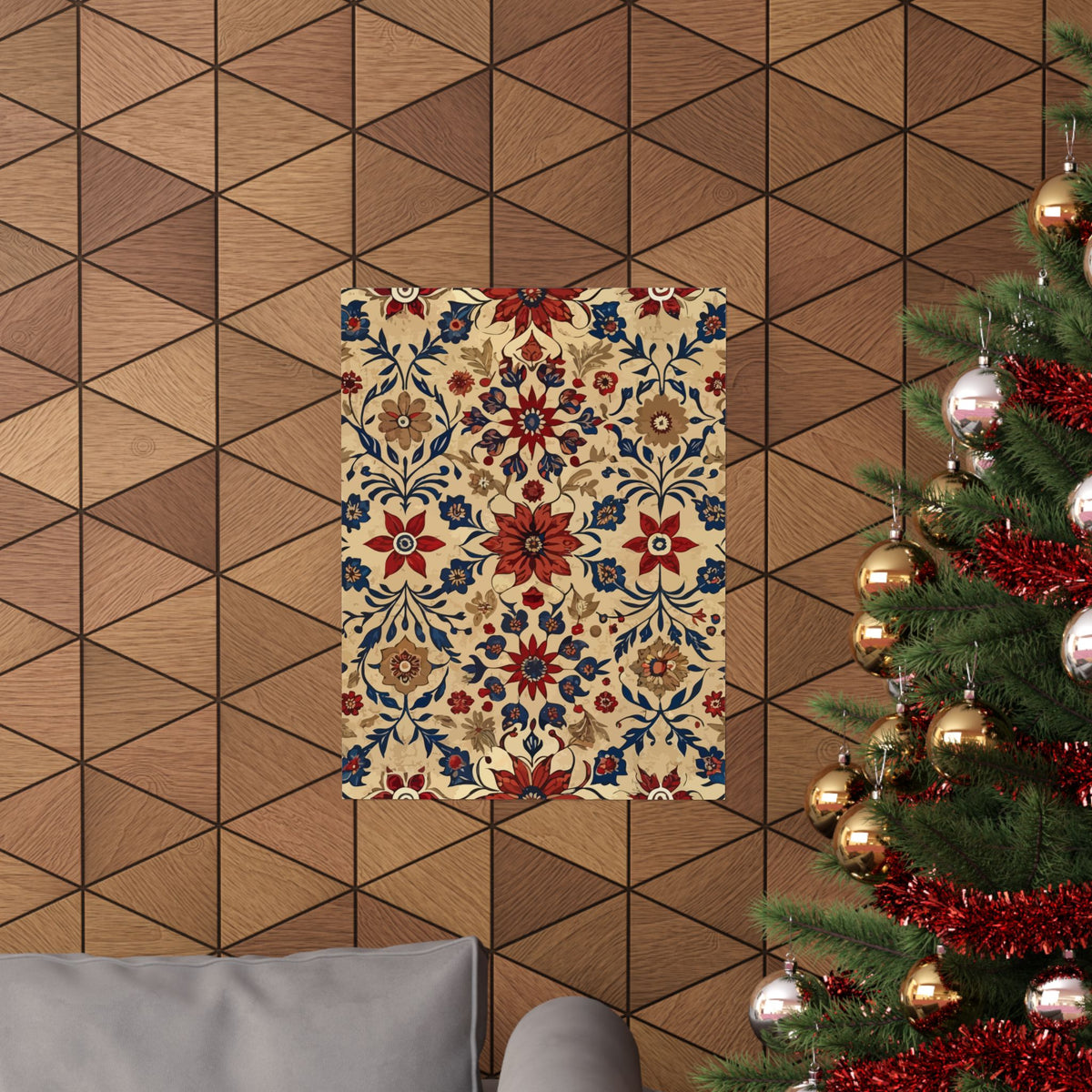 Folk Floral Pattern, Moroccan Inspired 10 - 18 in x 24 in Matte Poster