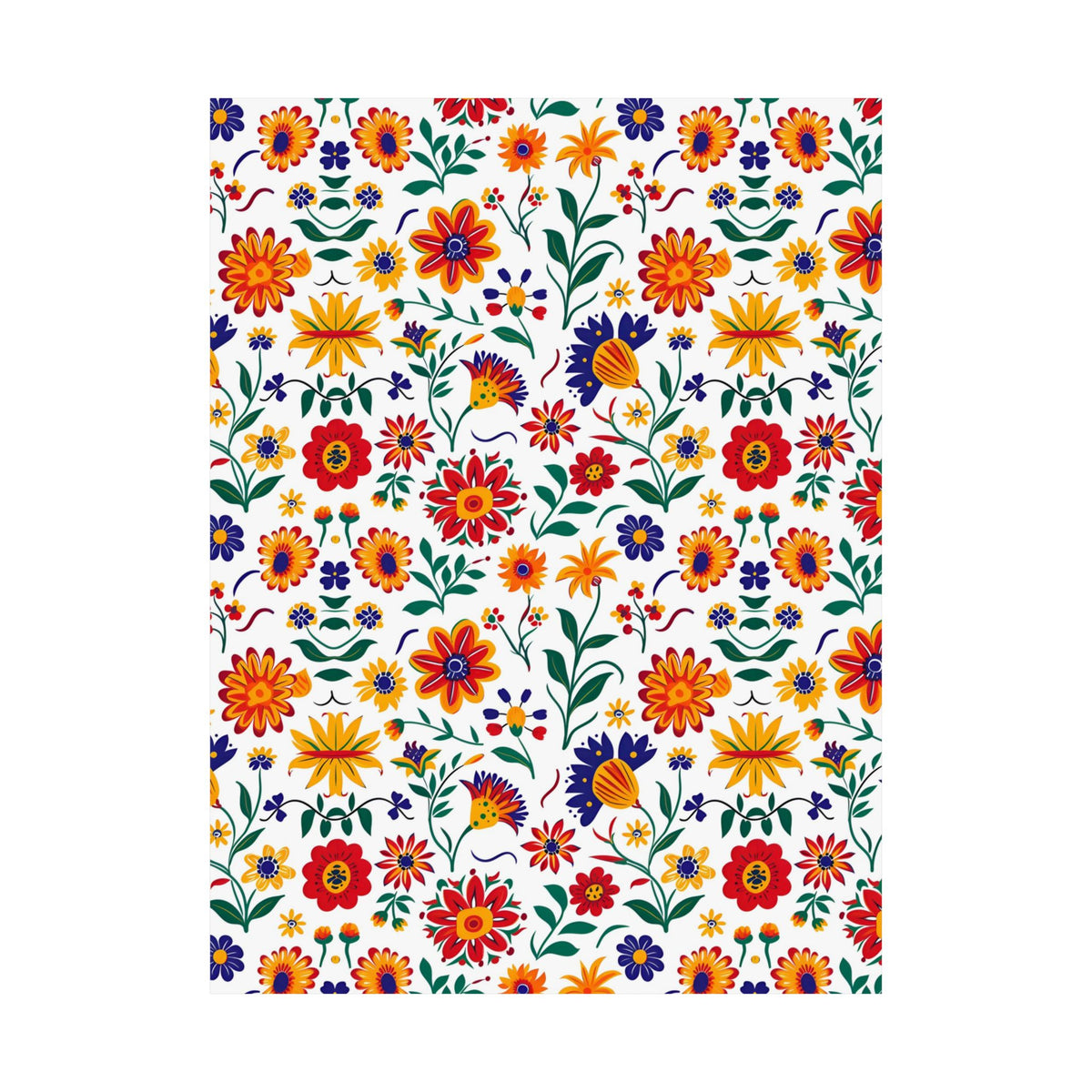 Mexican Floral Fiesta Pattern 024 - 18 in x 24 in Matte Poster