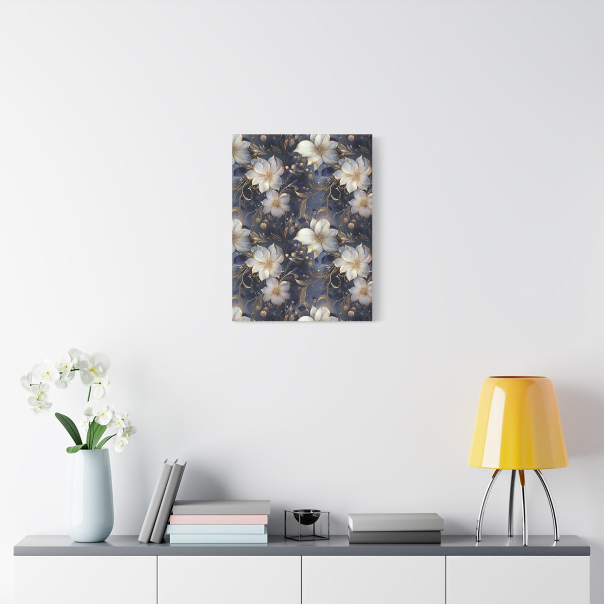 Nocturnal Bloom Pattern 010 - 18 in x 24 in Matte Canvas, Stretched, 1.25 in