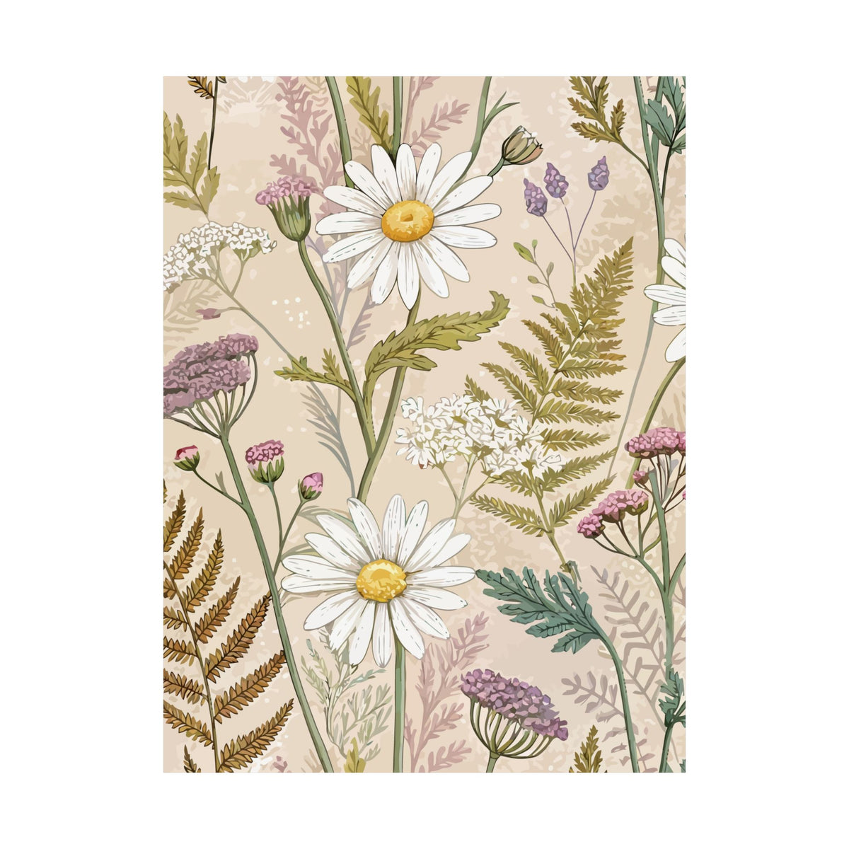 Wildflowers Pattern 050 - 18 in x 24 in Matte Poster