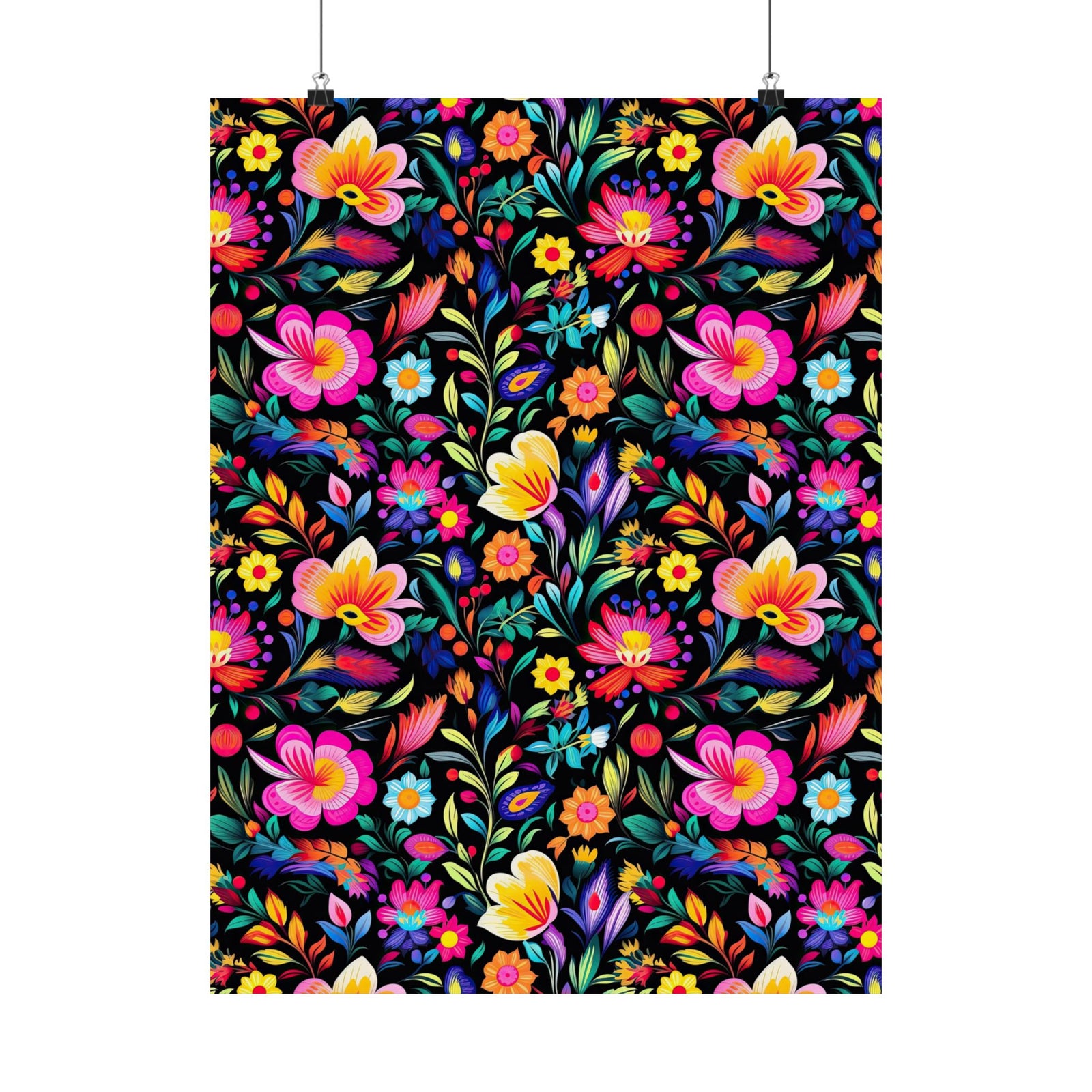 Mexican Floral Fiesta Pattern 031 - 18 in x 24 in Matte Poster