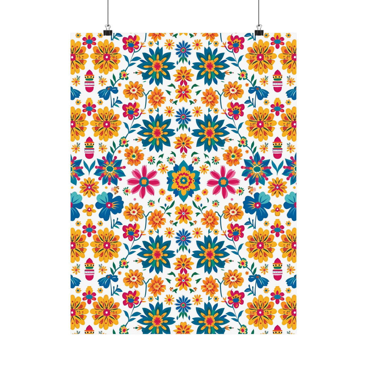 Mexican Floral Fiesta Pattern 025 - 18 in x 24 in Matte Poster