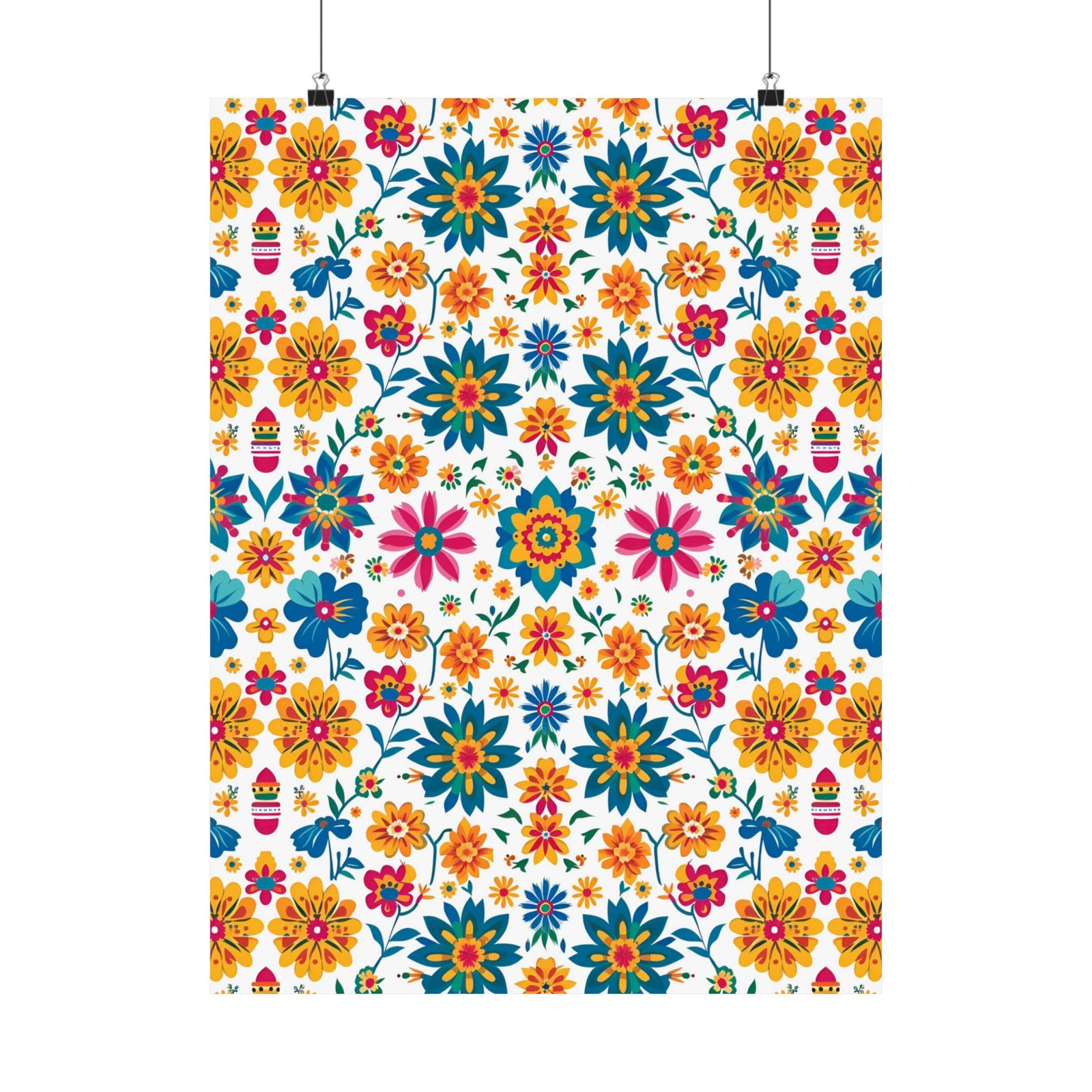 Mexican Floral Fiesta Pattern 025 - 18 in x 24 in Matte Poster
